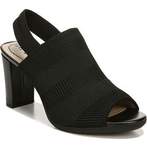 LifeStride Afton Women's Black Mesh Slingback Pumps with  Block Heel Size 8.5